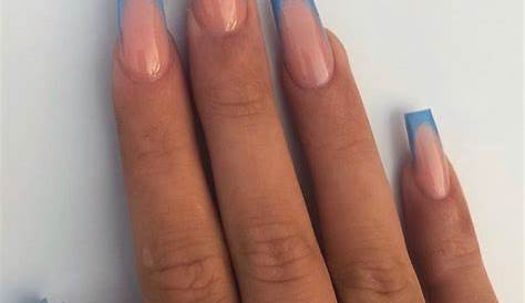 Medium Square Blue French Tips