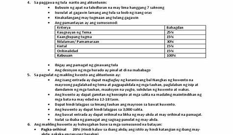 Pagpaskil ng mekaniks/pamantayan sa pagsulat ng tula at sanaysay. | By