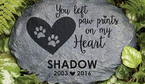 Engraved Paw Prints On Our Hearts Large Garden Stone | GiftsForYouNow