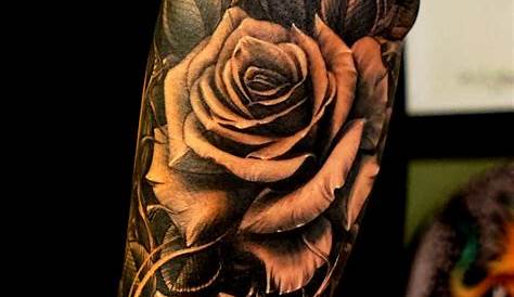 Black And White Rose Tattoo Design - Dominacion Forearm Irc Hispano