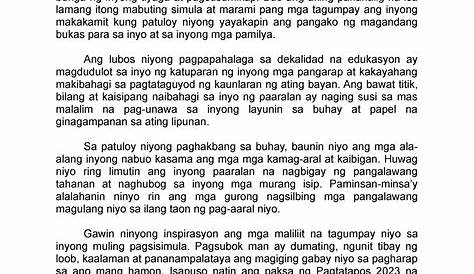 Ang Mensahe ng mga Gurong Tagapayo sa nalalapit na Pagtatapos 2020