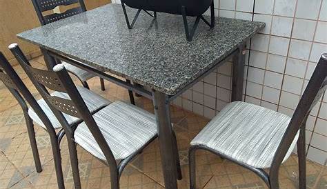 Mesa De Granito Com 4 Cadeiras - R$ 900,00 em Mercado Livre