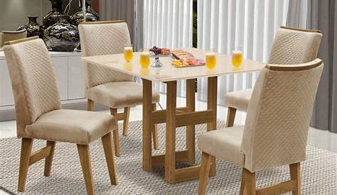 Conjunto de Mesa Tampo em Vidro com 4 Cadeiras Búzios Móveis Brastubo