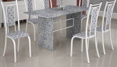 Conjunto de mesa com 6 cadeiras Madmelos 140x75cm com tampo de granito