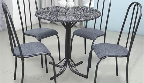 Conjunto de mesa com tampo granito polido preto 180 x 90 cm e 6