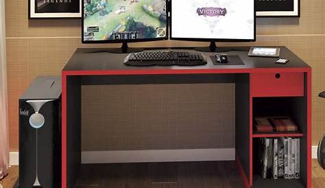 Mesa para Computador Desk Gamer DRX 6000 Espresso Móveis Preto