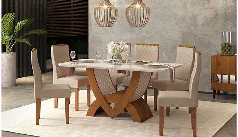 Sala de jantar contemporânea com elementos clássicos e cores neutras
