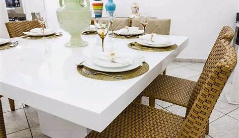 Conjunto Sala de Jantar Mesa Itália 6 Cadeiras Golden Dj Móveis Branco Laca/Demolição