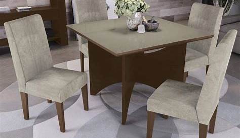 Mesa de Jantar com 4 Cadeiras Quadrada - Madesa Roma - Outros Móveis
