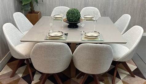 Conjunto Mesa de Jantar Quadrada - ELITTE PLUS com 8 cadeiras - AKILA