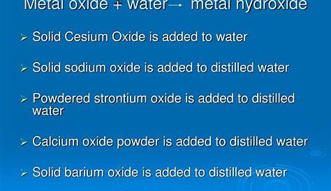 Metal Oxide Plus Water PPT Working With Chemical Reactions PowerPoint