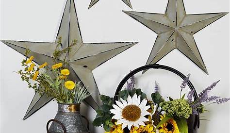 Rustic Star Wall Hanging Country Home Accents Set Galvanized Metal