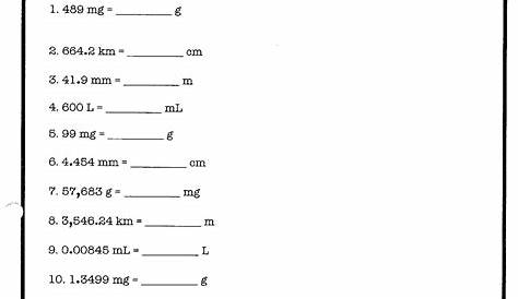 Metric Units Worksheet for 2nd - 3rd Grade | Lesson Planet