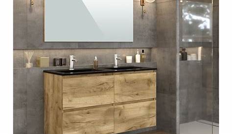 Meuble de salle de bain en bois avec sa vasque noir mat et