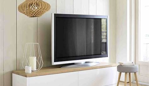 Meuble Tv Blanc Et Bois Design En Idées De Décoration Intérieure