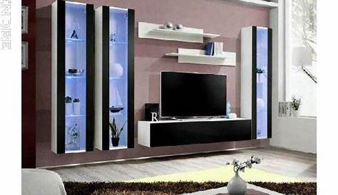Meuble Tv Mural Noir Et Blanc TV Design "Fly XVIII" 160cm &