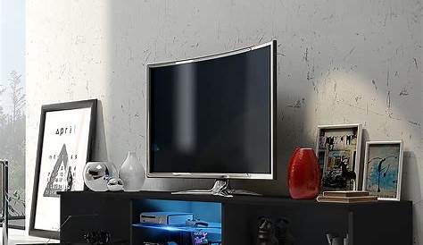 Meuble Tv Noir Mat Design Lana / Brillant 2x100 Cm
