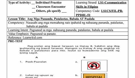 FILIPINO Q3 Week 7 worksheet | Formative assessment, School subjects