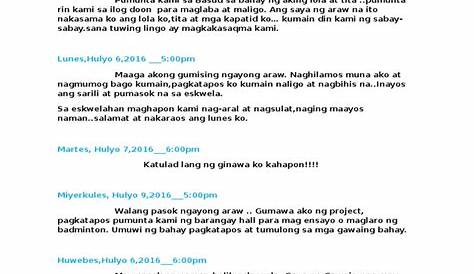 Sa Pagsulat Ng Talaarawan Ay Kailangan Maayos Ang Mga A Pananaw B