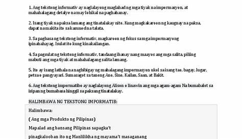 Mga Halimbawa Ng Tekstong Impormatibo - dehalimba