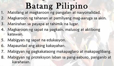 10 karapatan ng bawat batang pilipino