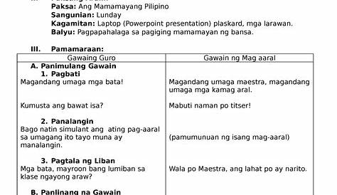 Pormat Ng Pagsulat Ng Banghay Aralin Sa Filipino Matatas Pagsula | Hot