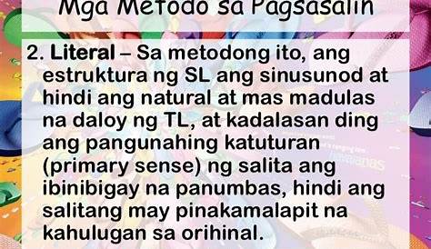 MGA-METODO-SA-PAGSASALIN.pdf - MGA METODO SA PAGSASALIN Pangkat 6