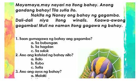 Worksheet For Grade 1 Filipino Pagbasa - Anti Vuvuzela