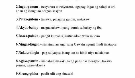 20 Halimbawa NG Tambalang Salita Na May Kahulugan | PDF