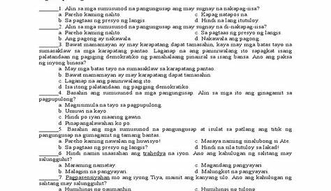 Halimbawa ng Pagsusulit sa Filipino 9 Mga halimbawa ng pagsusulit sa