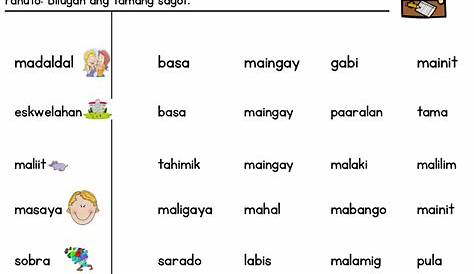 Mga Salitang Magkatugma Grade 3 Worksheet