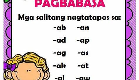 Mga Salitang Nagtatapos Sa - Ab, - Ad, - Ag, - Ak, - Al, - Am, - An