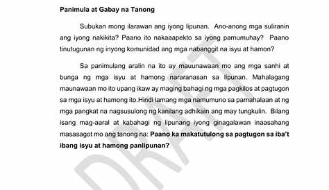 Tekstong Impormatibo Pagsagot Sa Mga Tanong Tungkol Sa Tekstong Pang