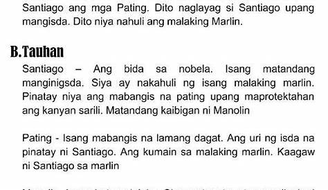 PAGTATAYA A. Panuto: Ihambing ang nobelang "Ang Matanda at ang Dagat