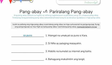 Pang Abay Worksheet Grade 1