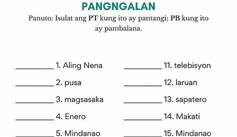 Pangngalan Worksheets (Part 2) - Samut-samot