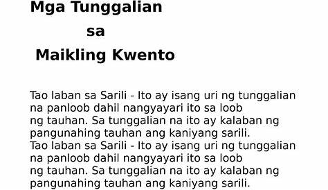 Uri Ng Tunggalian Ang Maikling Kwento - demaikling