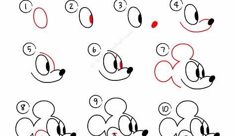 Micky Maus zeichnen schritt für schritt tutorial für Kinder