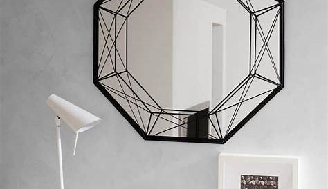 Miroir hexagonal en métal noir mat, l50xh75 cm, Hexa