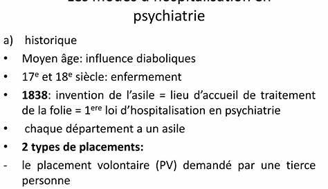 modalites d`hospitalisation en psychiatrie