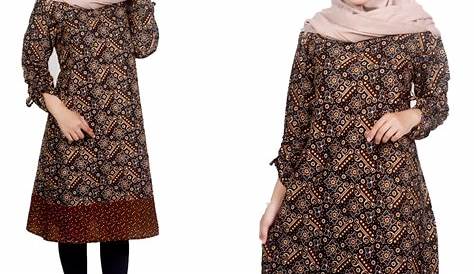 Model Baju Batik Tunik Wanita Terbaru | Model pakaian guru, Model