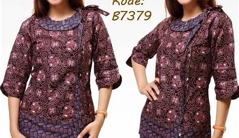 Model Batik Wanita Kantoran | Desain blus, Baju atasan wanita, Model