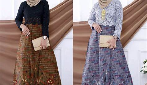 50 model baju gamis batik kombinasi kain polos terbaru – Artofit