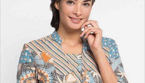 Jual blus batik wanita modern. baju batik atasan semi sutra model