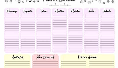 Planner Semanal Grátis para baixar ( jpeg) - Cantinho do blog