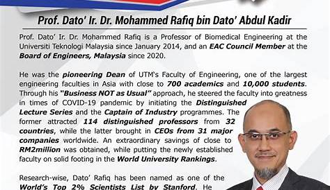 MoU SUK Johor dan UTM | Prof. Dato' Ir. Dr. Mohammed Rafiq bin Dato