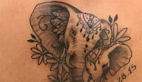 Mom and baby elephant tattoo