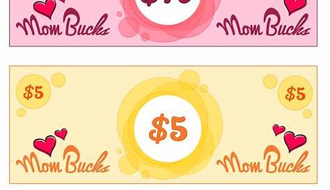 Mom Bucks Printable // JPEG File // Instant Download Etsy