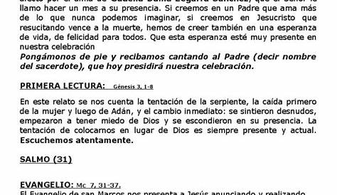 Monicion de Difuntos | Misa (liturgia) | eucaristía