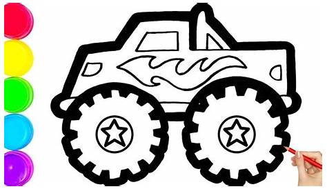 Vehicles Drawing | Monster truck coloring pages, Monster truck drawing